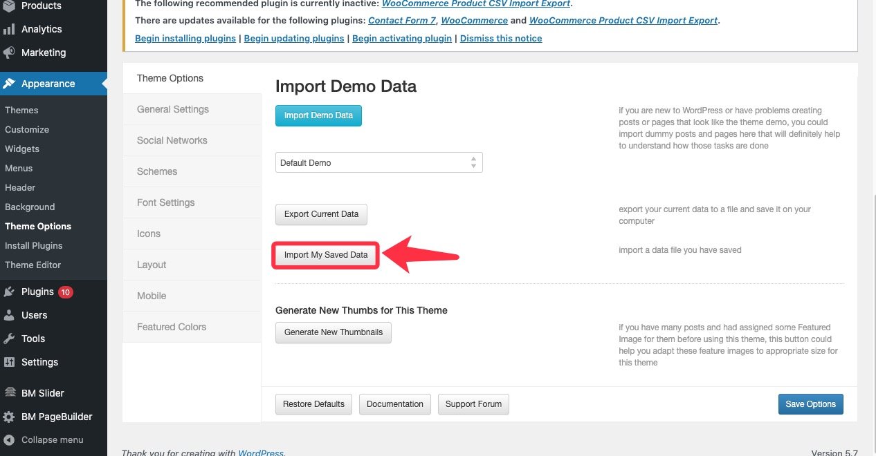 import-demo-saved-data