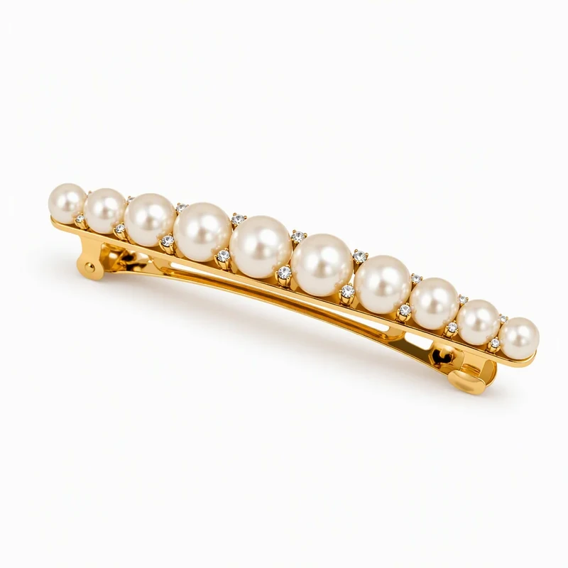 Pearl hair barrette on a white background