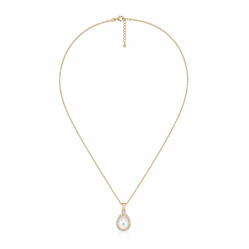 Gold necklace with a teardrop pendant