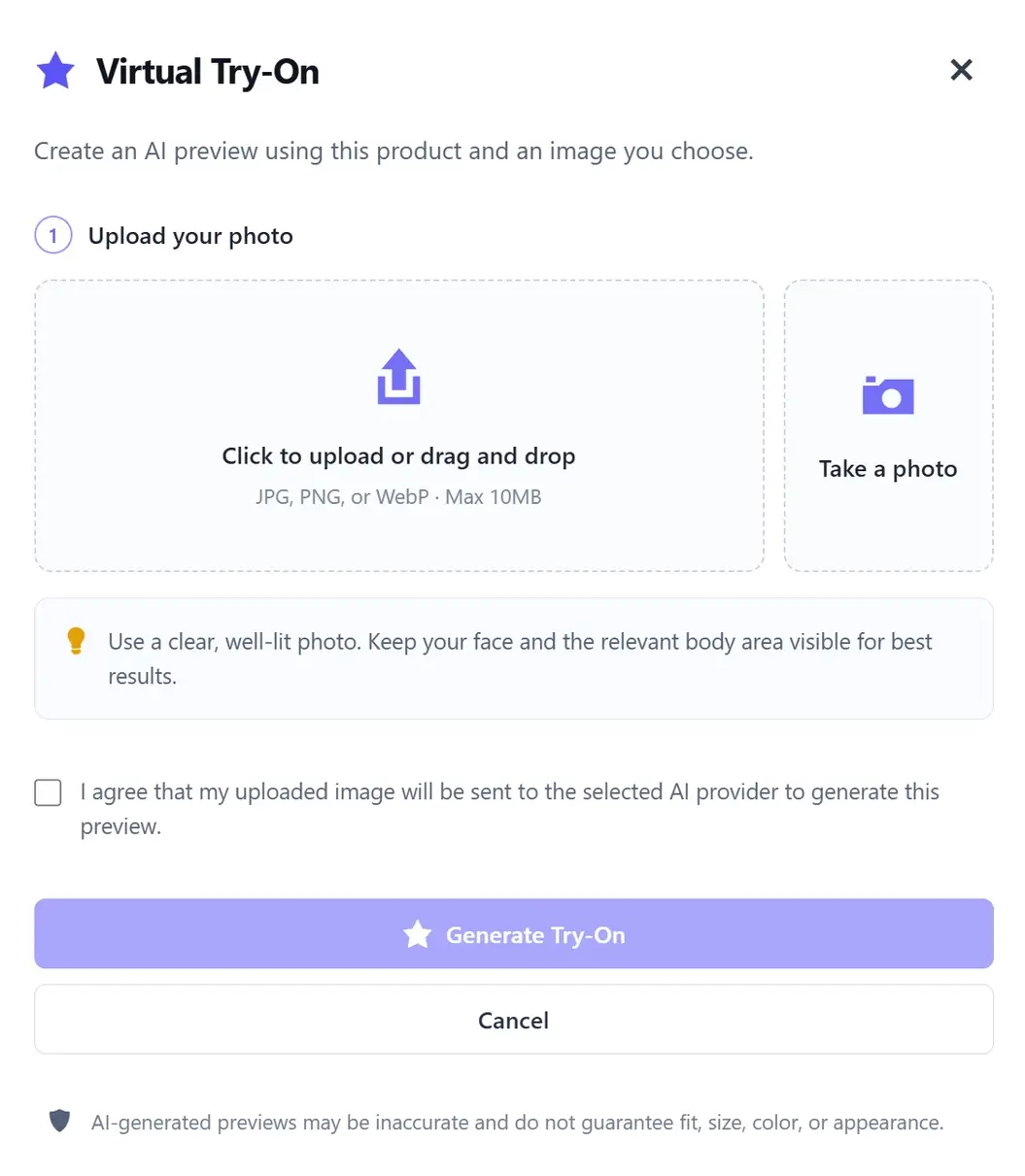 SeaTryon photo upload dialog
