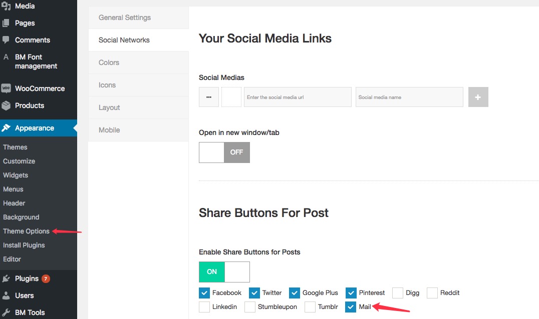 Theme Options: Share Buttons For Post