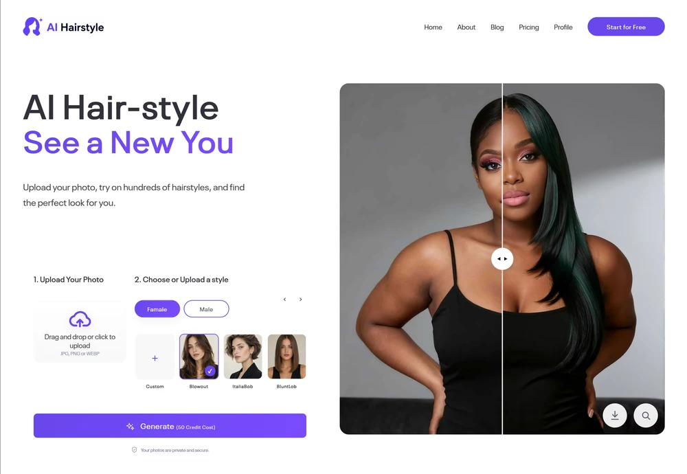 AI hairstyle image generator website demo